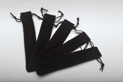 Drawstring Pen Pouch x 5 - Black Velveteen